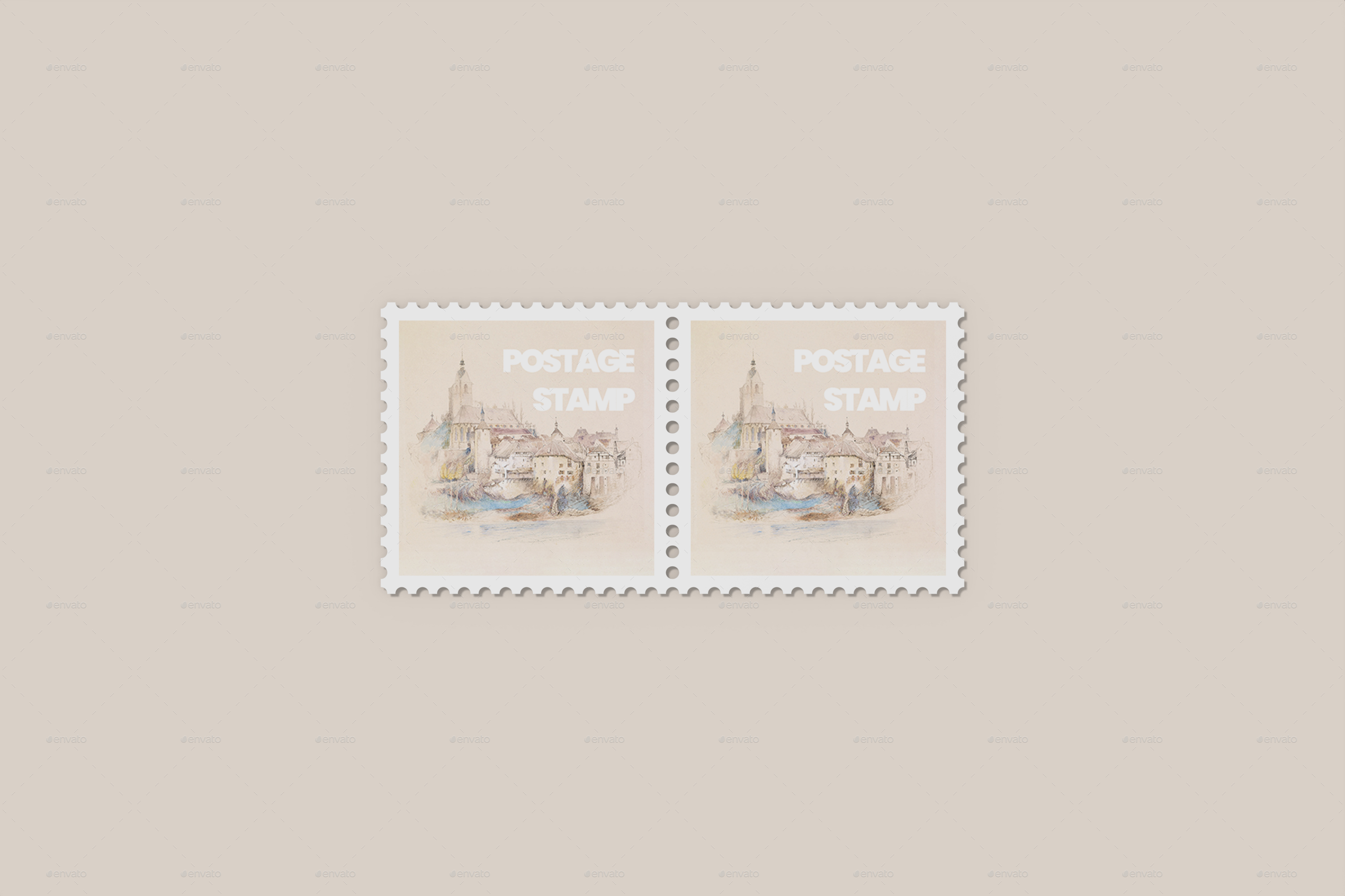 Square Postage Stamp Mockup, Graphics GraphicRiver